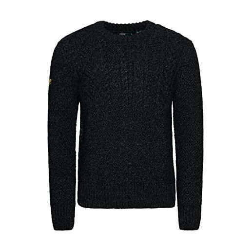 Superdry maglione lavorato a maglia intrecciata t-shirt, charcoal black twist, m uomo