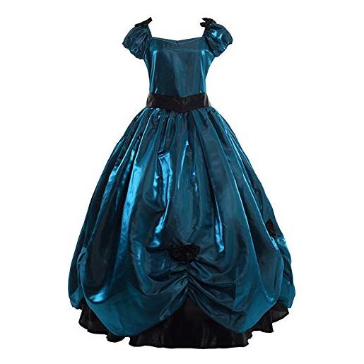 GRACEART abito da donna vintage in stile vittoriano con fiocco bowknot e abito da ballo elegante (xxl, blu)