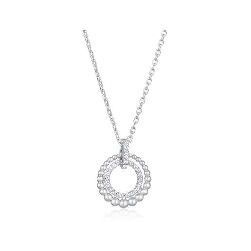 Elli collana donne ciondolo cerchio anelli elegante sfera colore argento con cristalli