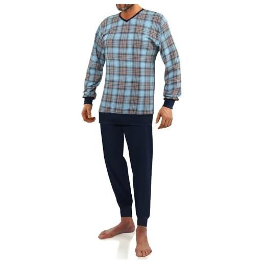 sesto senso pigiama da uomo a maniche lunghe con polsini cotone scollo a v gambe con polsini strisce 2509/23 xl