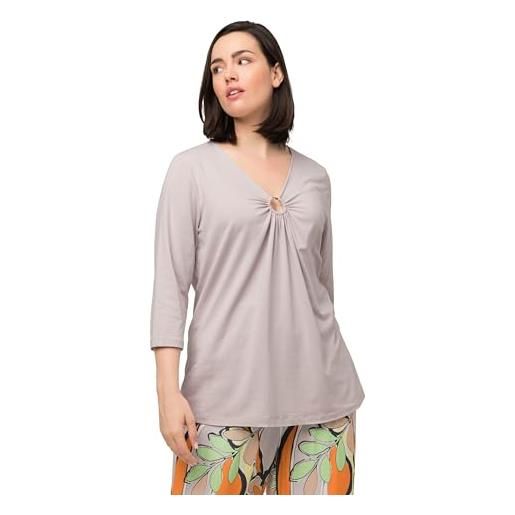 Ulla popken maglia con occhiello maglietta, grigio, 56-58 donna