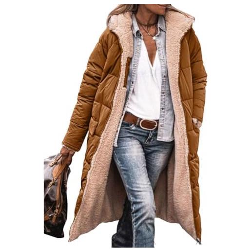 ORANDESIGNE donna caldo cappotti invernali reversibile sherpa fleece lungo giacche con cappuccio capispalla a rose xxl