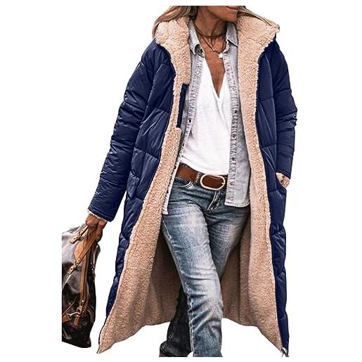 ORANDESIGNE donna caldo cappotti invernali reversibile sherpa fleece lungo giacche con cappuccio capispalla a marrone xs