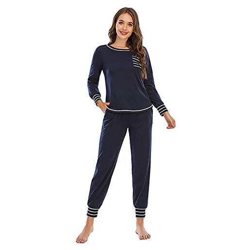 BaJooruly pigiami da donna a maniche lunghe da notte con pantaloni lunghi da casa pj set(z1, xxl)