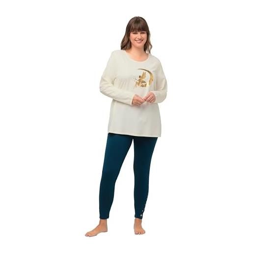 Ulla popken pigiama stampa oro set, bianco crema, 64 donna