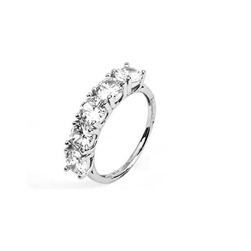 4US Cesare Paciotti anello da donna anello realizzato in argento rodiato con cinque zirconi. Misura pietra: 5mm. Misura anello: 10. La referenza è 4uan4243w10