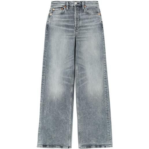 RE/DONE jeans a gamba ampia con applicazione - grigio
