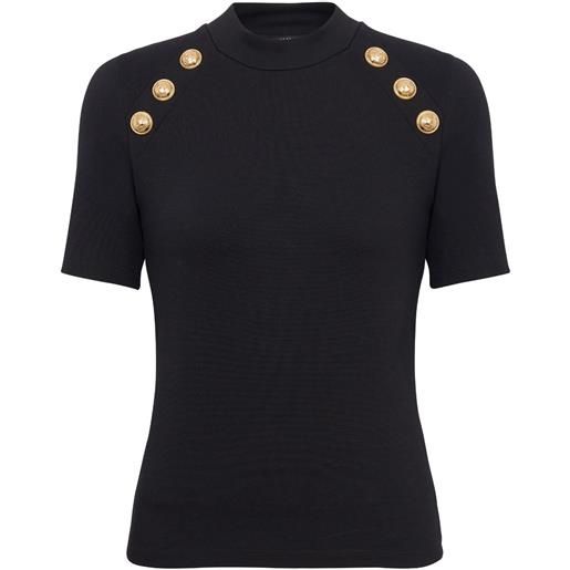 Balmain t-shirt 6-button con maniche raglan - nero