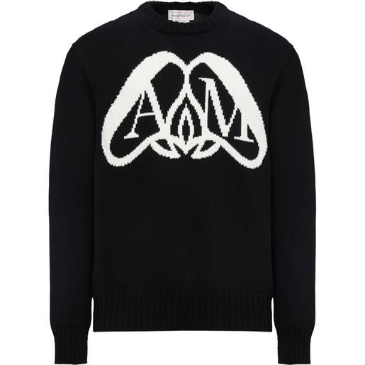 Alexander McQueen maglione seal con logo - nero