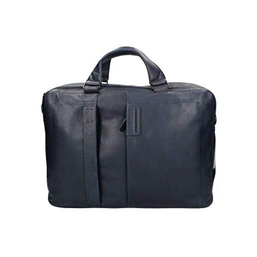 PIQUADRO pulse cartella organizer a due manici porta pc, pelle, blu notte, 15.6 a due scomparti