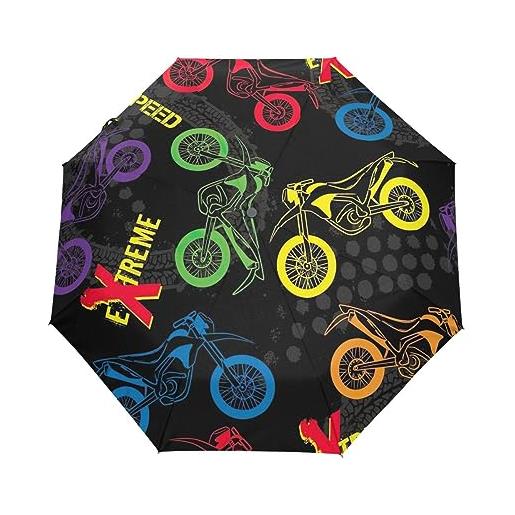 GAIREG bright motorcycles grunge antivento viaggio ombrello piccolo automatico pioggia ombrelli per zaino, borsa, auto