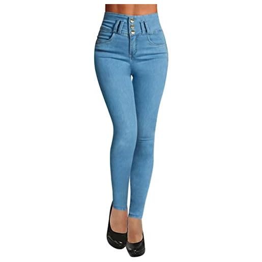 Minetom jeans donna pantaloni skinny vita alta sigaretta elastici push up classici elasticizzati denim pantaloni denim leggings c blu xs