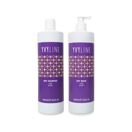 YVYLINE kit no yellow YVYLINE, shampoo antigiallo tonalizzante capelli biondi bianchi decolorati o trattati da 1000 ml e maschera tonalizzante capelli biondi da 1000 ml (grande)