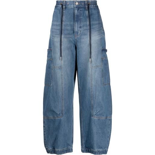 SONGZIO drawstring mid-rise wide-leg jeans - blu