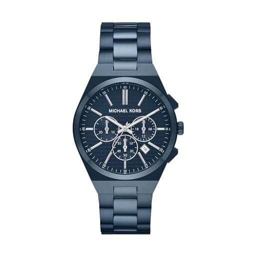 Michael Kors orologio lennox da uomo, movimento cronografo, acciaio inossidabile, cassa da 40 mm e bracciale in acciaio inossidabile, blu