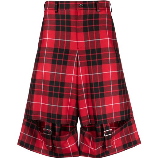 Black Comme Des Garçons tartan check-pattern wool shorts - rosso