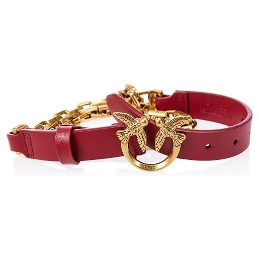 Pinko love day chain h2 belt vitello cintura, r40q_dark red-antique gold, s donna