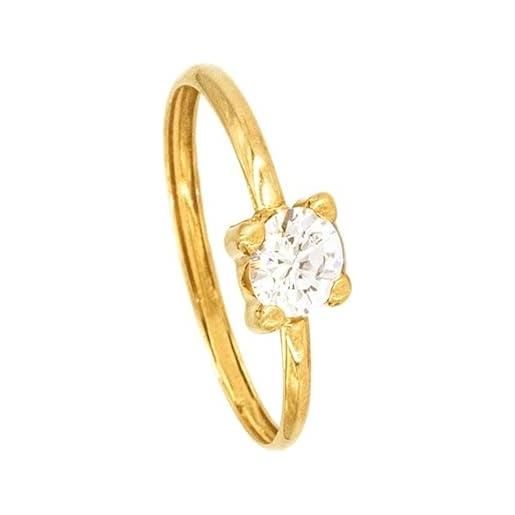 PRIORITY - anello solitario in oro 18 k con zirconi da 5 mm, anello da donna | anello solitario | anello con zirconi | anello da 5 mm | oro 18 kt | e oro giallo, 12, cod. 64914-12