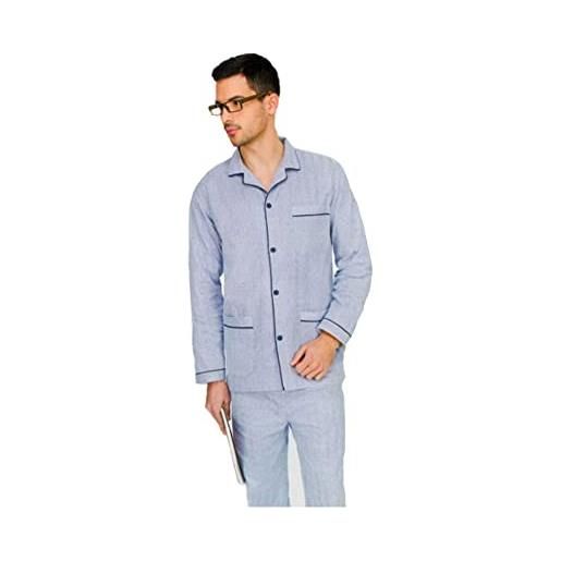 Generico diplomat pigiama uomo flanella 100% cotone casacca con bottoni moda egidio (xl 54, azzurro medio)