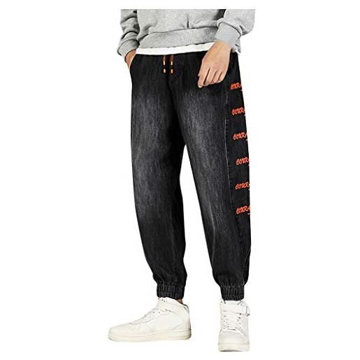 Xmiral jeans pantaloni larghi classici larghi hip-hop allentati danza moda casual stampa tasche patchwork jeans all'aperto uomo (xl, nero)