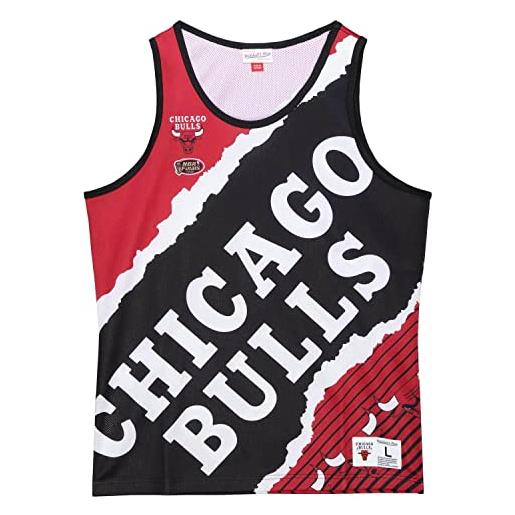 Mitchell & Ness nba jumbotron 2.0 chicago bulls - canottiera sublimata, colore: rosso, xl