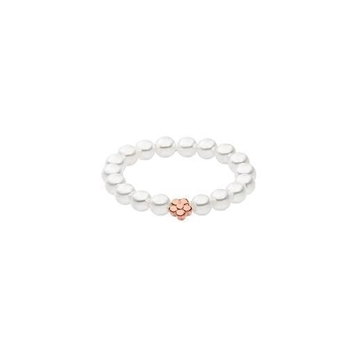 Purelei® shiny bloom anello (oro, argento, oro rosa), impermeabile, elastico da donna in perle, elegante anello con perline seashell, regalo da donna, diverse misure, metallo non prezioso