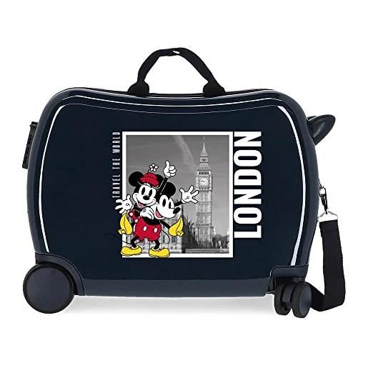 Disney topolino e minnie travel the world london valigia per bambini blu 50x39x20 cm abs rigido chiusura laterale con combinazione 34l 1,8 kg bagaglio a mano 4 ruote