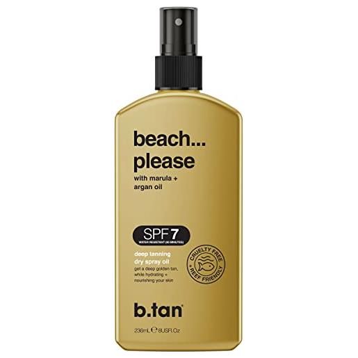 B. Tan beach please deep tanning dry spray sunscreen oil spf 7 for unisex 6,7 oz oil