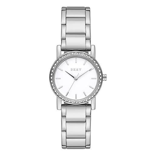 DKNY orologio soho da donna, movimento a tre lancette, cassa in lega argentata da 29 mm con bracciale in acciaio, ny9203