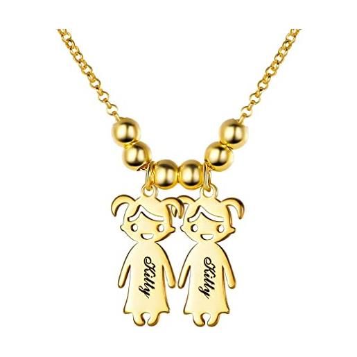 Custom4U collana personalizzatoa con ciondolo di bambini ragazzi e ragazze 1-5 nomi collana da donna mamma placcata in oro in argento s925 gioielli personalizzati regalo di compleanno per madre