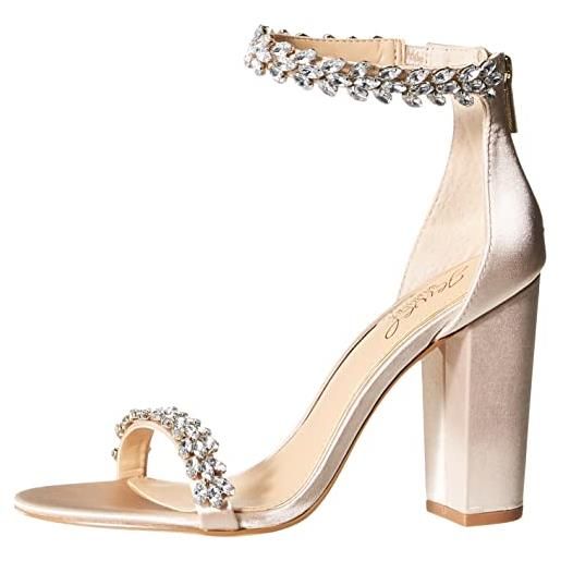 Jewel Badgley Mischka scarpe da sera mayra con cinturino alla caviglia, sandali con tacco donna, champagne, 40 eu