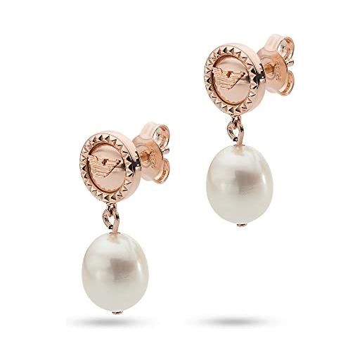 Emporio Armani orecchini da donna, dimensione: 22x8x7mm, dimensione perno: 8x8x3mm, dimensione perla: 8x8x9mm orecchini in oro rosa e argento, eg3432221