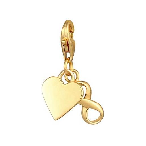 Nenalina ciondolo a forma di cuore e simbolo dell'infinito, in argento sterling 925 placcato oro, per donne e ragazze, adatto a tutti i braccialetti