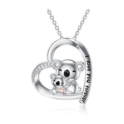 enjoylifecreative collana con orso koala collana madre figlia in argento sterling catena di animali carini compleanno festa della mamma gioielli regali per mamma figlia donne ragazze