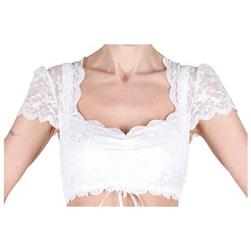 Nina von C. dirndlwunder - camicia a maniche corte da donna, bianco, 46