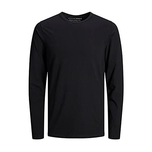 JACK & JONES mens basic long sleeve thin round neck sweater jjebasic longsleeve jersey shirt, colore: nero, dimensione maglia: m