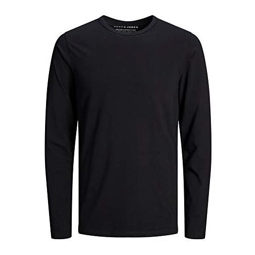 JACK & JONES mens basic long sleeve thin round neck sweater jjebasic longsleeve jersey shirt, colore: nero, dimensione maglia: m