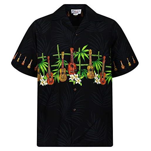 Lapa p. L. A. Original camicia hawaiana, bamboo chest pressure, nero s