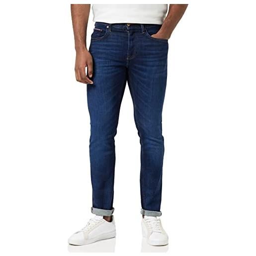 Tommy Hilfiger jeans uomo slim bleecker elasticizzati, blu (hyder blue), 36w / 30l