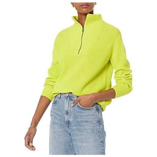 Amazon Essentials maglione con mezza cerniera a costine dalla vestibilità comoda (taglie forti disponibili) (in precedenza amazon aware) donna, nero, m