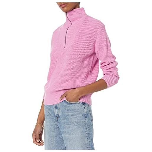 Amazon Essentials maglione con mezza cerniera a costine dalla vestibilità comoda (taglie forti disponibili) (in precedenza amazon aware) donna, blu turchese, m