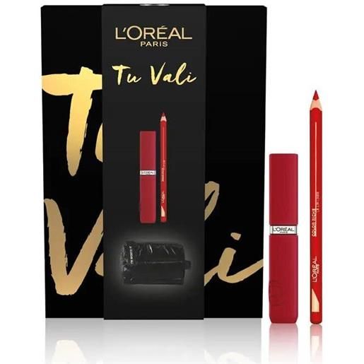 577N l'oréal paris self confidence box mini beauty matte resistance red + matita labbra