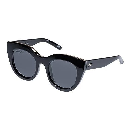 Le Specs occhiali da sole air heart donna uomo cat-eye forma montatura con protezione uv, smoke mono polarized/black