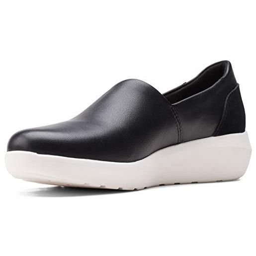 Clarks passo kayleigh, mocassino donna, combi in pelle nera, 39 eu larga