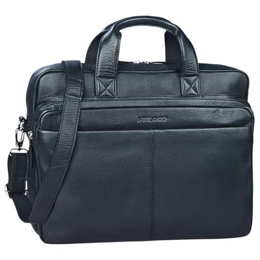 STILORD 'verus' borsa lavoro uomo in pelle portadocumenti in cuoio borsa porta computer 14' borsa ventiquattrore per ufficio grande vintage, colore: nero