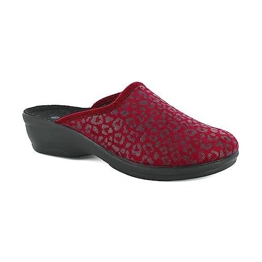 inblu ciabatte donna invernali pantofole leggere morbido e flessibili con stampa animalier bj0140 (rosso bordeaux, 35)