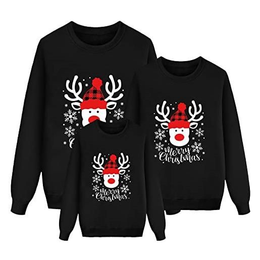 MJGkhiy felpa natale famiglia set pullover natalizio manica lunga con stampa senza cappuccio girocollo felpa natalizia babbo moda maglia felpe famiglia natale sweatshirt natale2