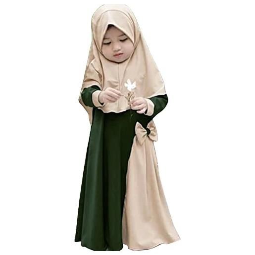 SUYGGCK abiti per ragazze musulmane set di abiti hijab per ragazza del medio oriente bambini set di ramadan musulmani per bambini abiti islamici da 2 pezzi