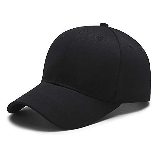 Bipily cappello unisex da baseball berretto con visiera estivo traspirante regolabile per sport esterno 56-60cm cappellino da baseball donna, cappello uomo-nero