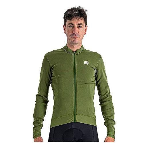 Sportful monocrom thermal jersey maglia lunga, green bottle, xl uomo